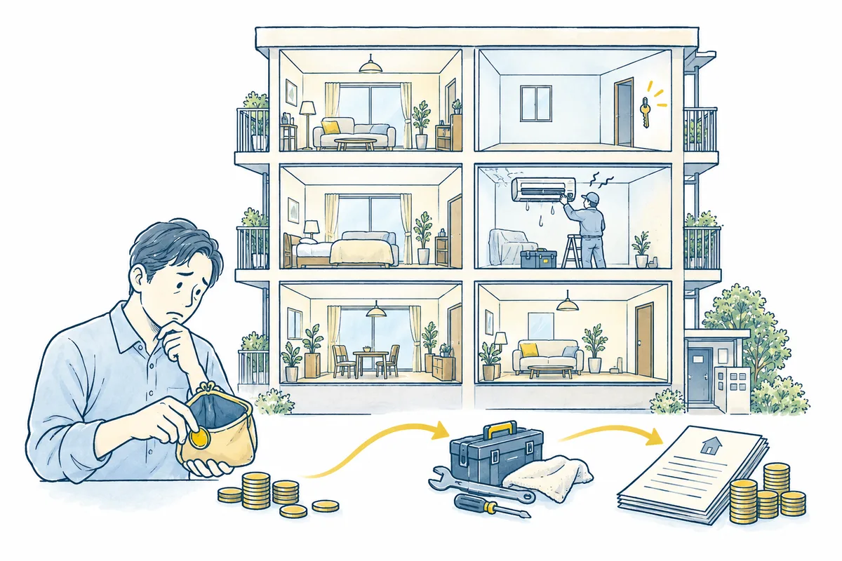 空室と故障した設備があるマンションに、手元のお金から費用を補う