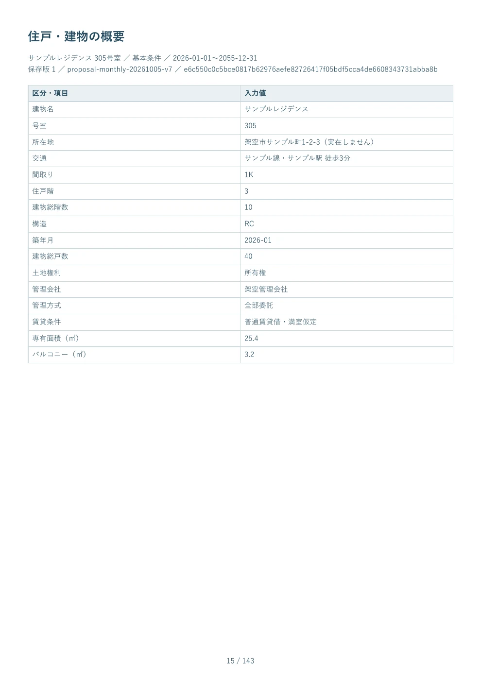 PDF見本 15ページ 住戸・建物の概要