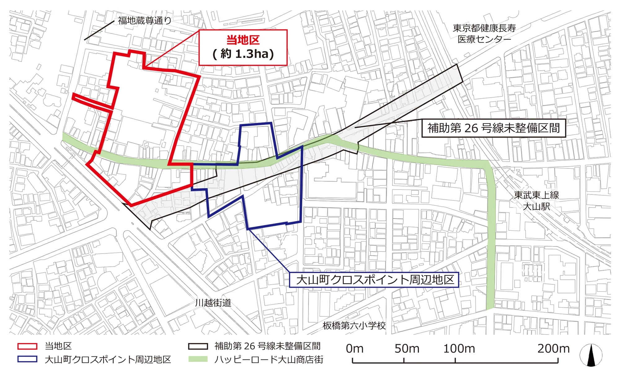 大山駅周辺の公式地図:大山町ピッコロ・スクエア周辺地区市街地再開発組合「事業概要・区域図」