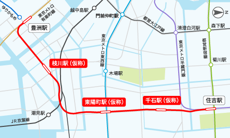 有楽町線延伸（豊洲〜住吉）の公式駅位置図